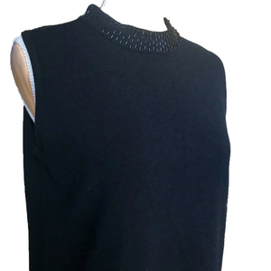 Vintage Ambra Sleeveless Black beaded collar sweater SZ PL Elegant Classic